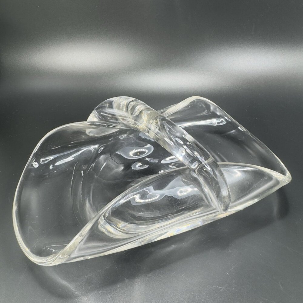 1960s Hand Blown Venetian Italian Glass Dish Bowl Sculpture With Applied Top VTG